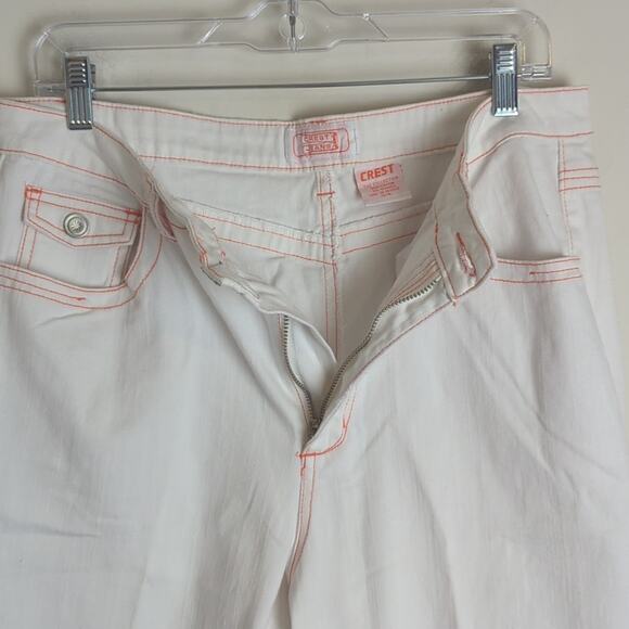 Y2K Crest Jeans White With Orange Stitching Size 15/ 16 - Picture 9 of 10